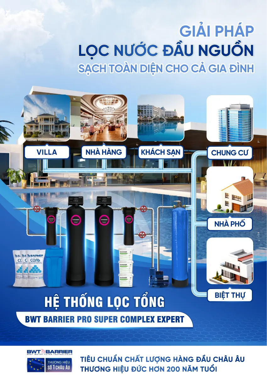 Nước nhiễm phèn và cách xử lý nước nhiễm phèn bằng lọc tổng đầu nguồn 10 5. Dùng hệ thống lọc tổng – Giải pháp toàn diện xử lý nước phèn tại nhà