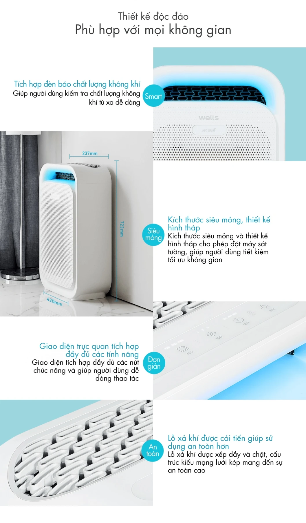 Máy lọc không khí Wells Jet Blue AL315AWA 7 Máy lọc không khí Wells Jet Blue AL315AWA