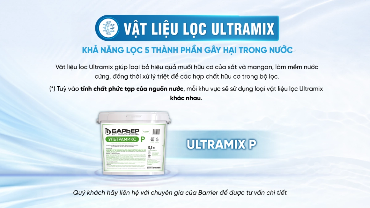 Vật liệu Ultramix của lọc tổng đầu nguồn Barrier