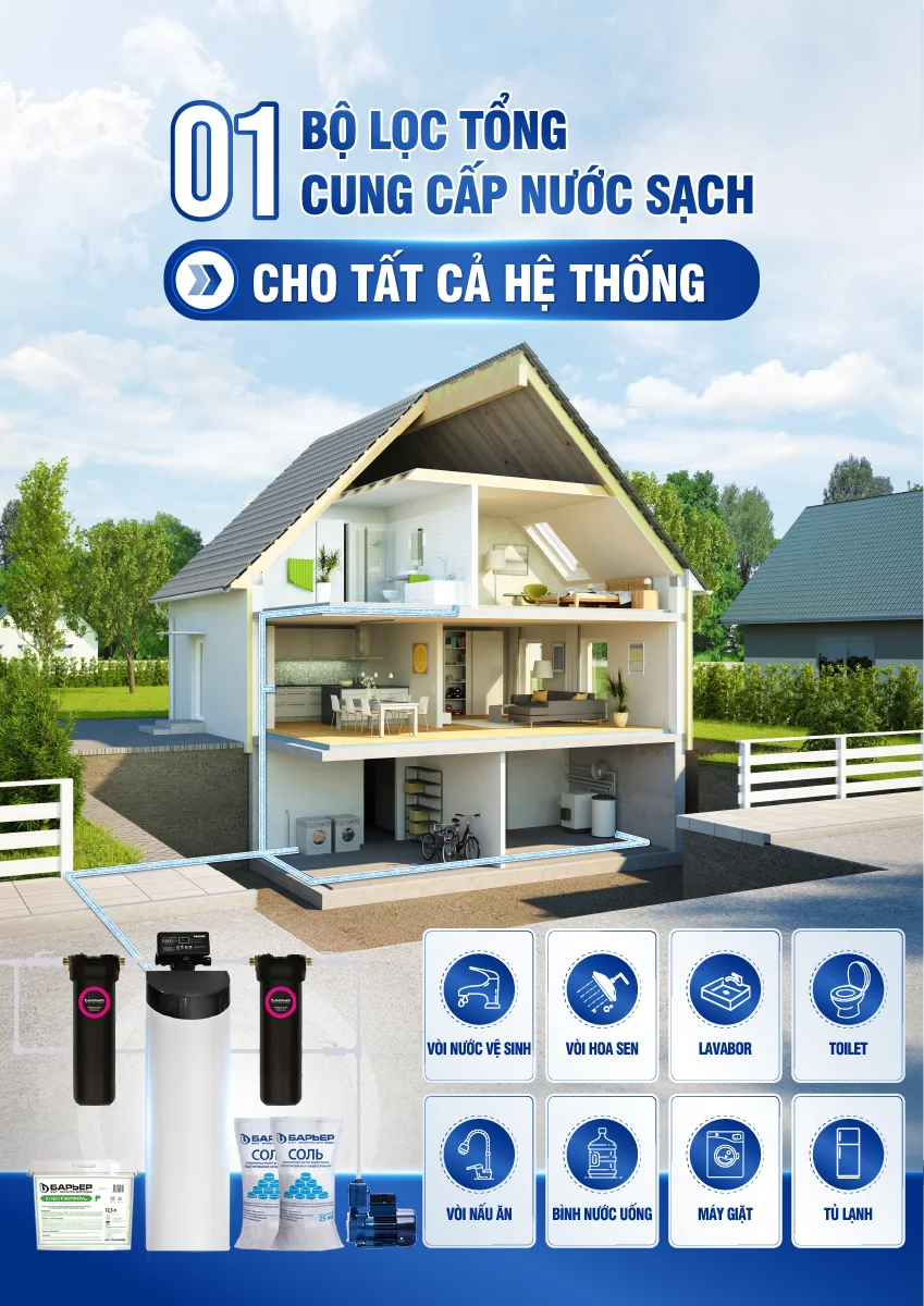 Hệ thống lọc tổng đâuì nguồn có thể loại bỏ kim loại nặng