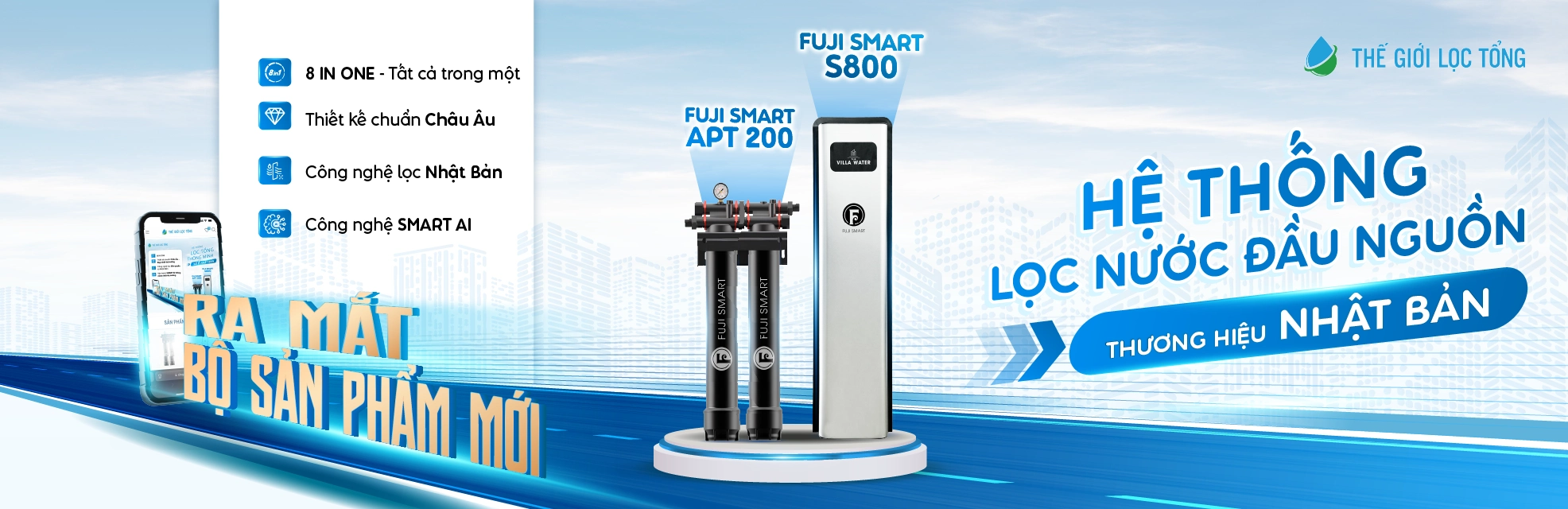 Thế Giới Lọc Tổng là chuỗi phân phối hệ thống lọc nước tổng đầu nguồn cao cấp tại Việt Nam, thuộc Tập đoàn Thế Giới Điện Giải với hơn 16 năm kinh nghiệm trong lĩnh vực xử lý nước và thiết bị. Doanh nghiệp sở hữu hệ thống showroom trải nghiệm, đại lý toàn quốc và trung tâm dịch vụ ủy quyền chính hãng từ các thương hiệu thế giới.