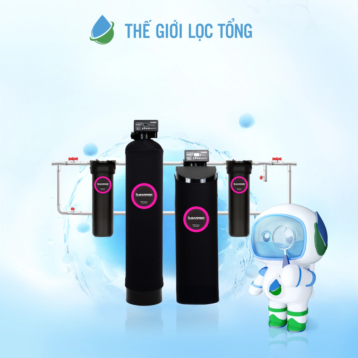 Top 7 lọc tổng đầu nguồn cho nước máy được khách hàng ưa chuộng 10 Hệ thống lọc tổng Barrier City Pro Hero Plus dành cho nhà phố