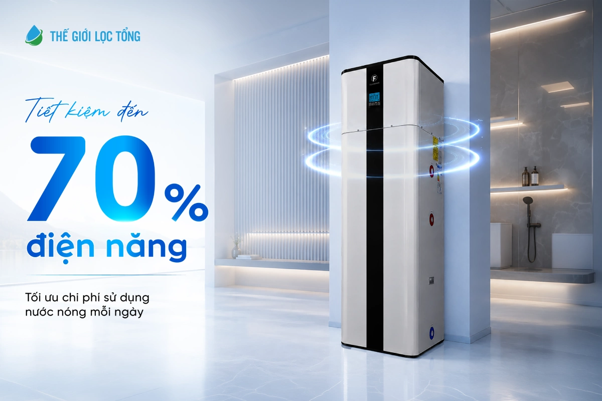 Máy nước nóng bơm nhiệt trung tâm Fuji Smart H800 giúp tiết kiệm 70% điện năng