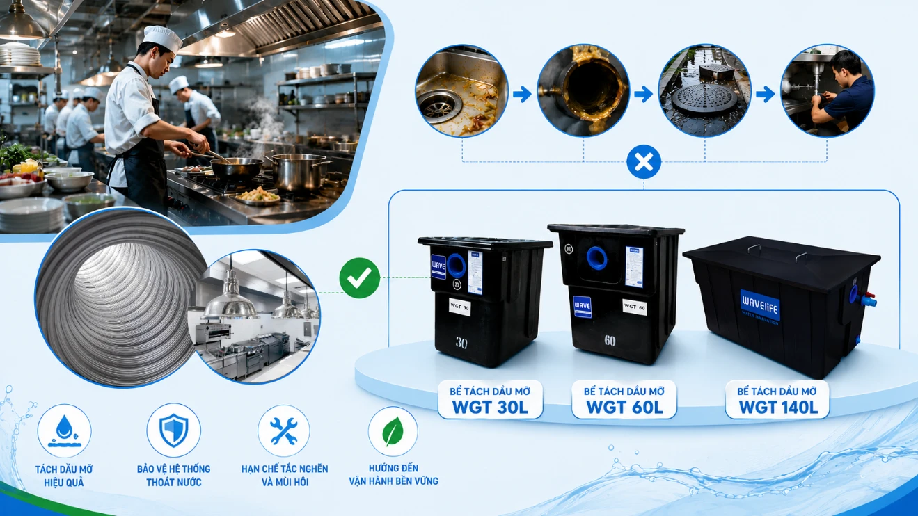 Lựa chọn dung tích bể tách dầu mỡ là bước đầu để loại bỏ việc tắt nghẽn đường ống gây ra